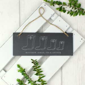 Personalised Welly Boot Hanging Slate plaque