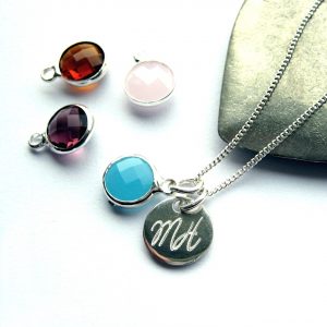 Personalised Engraved Birthstone Necklace