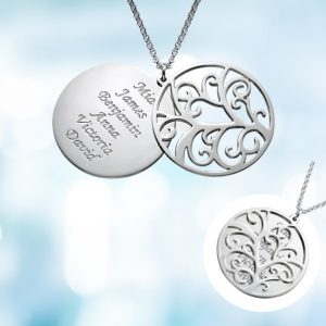 family tree silver necklace