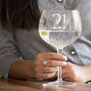Special Milestone Crystal Cut Gin Glass