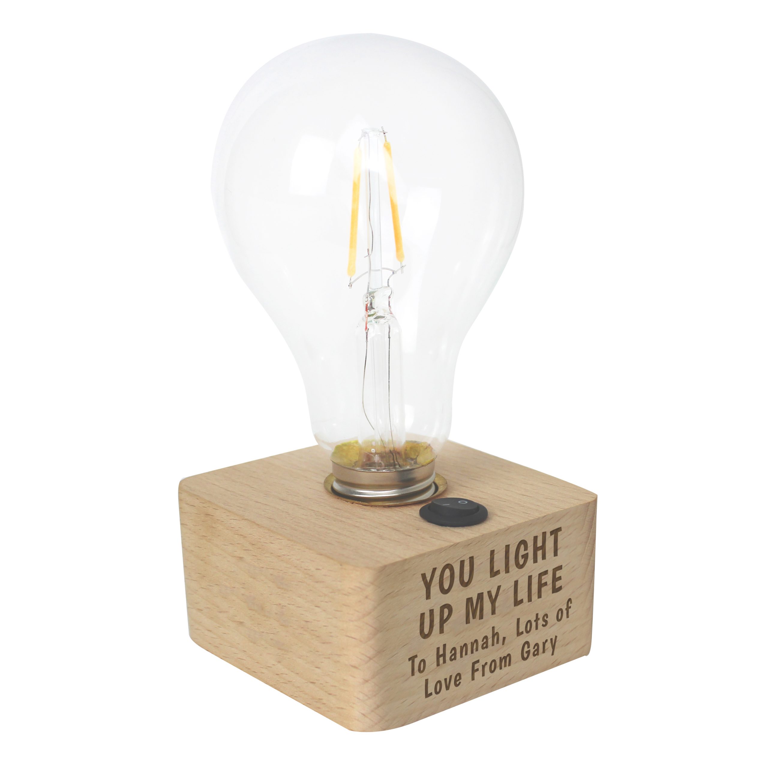 Personalised You Light Up My Life LED Bulb Table Lamp - Helena's House