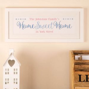 Home Sweet Home Personalised Frame: Blue Print
