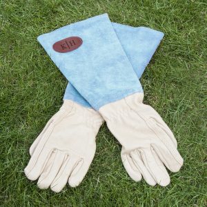 Blue Leather Gardening Gloves
